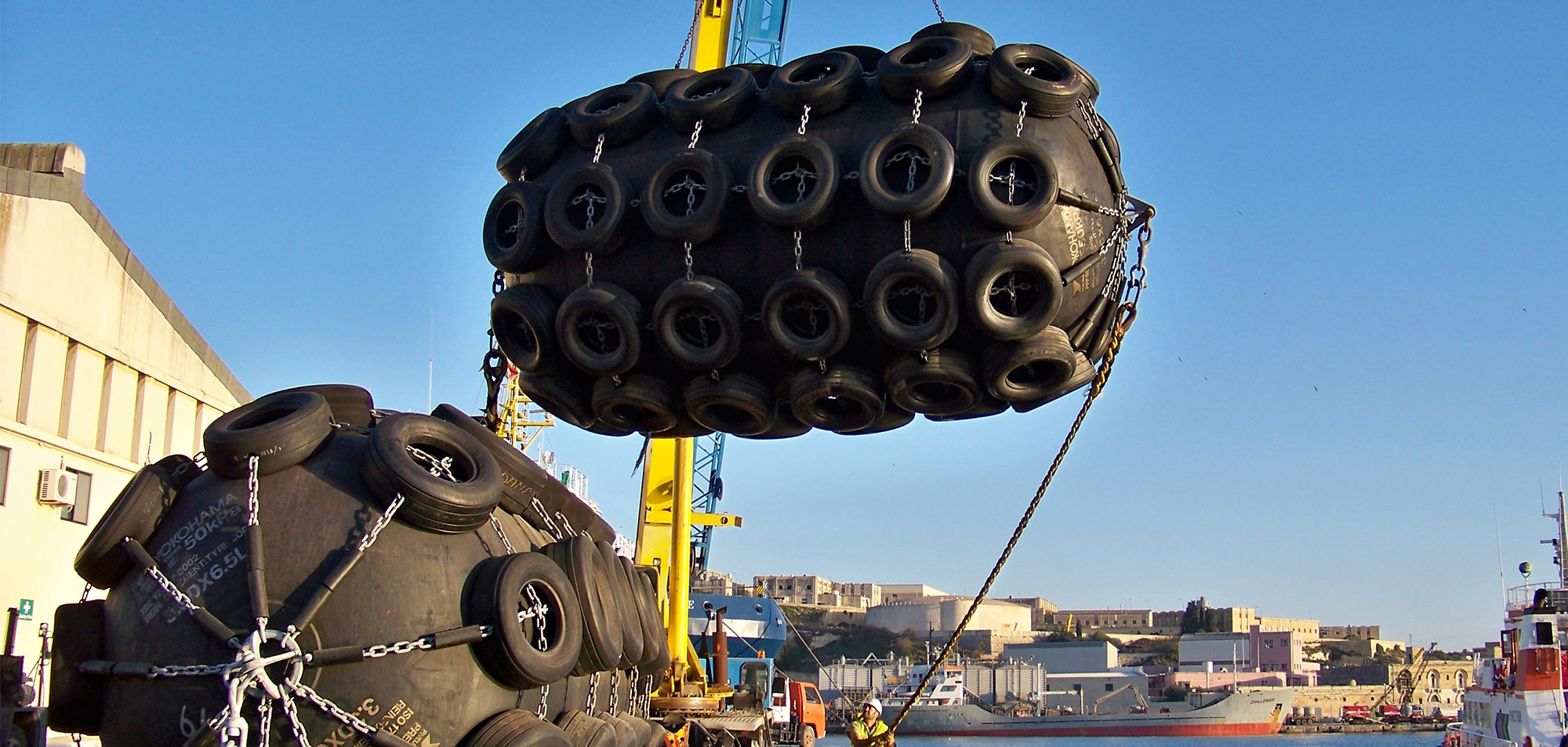 One of Fendercare Marine's Yokohoma fenders
