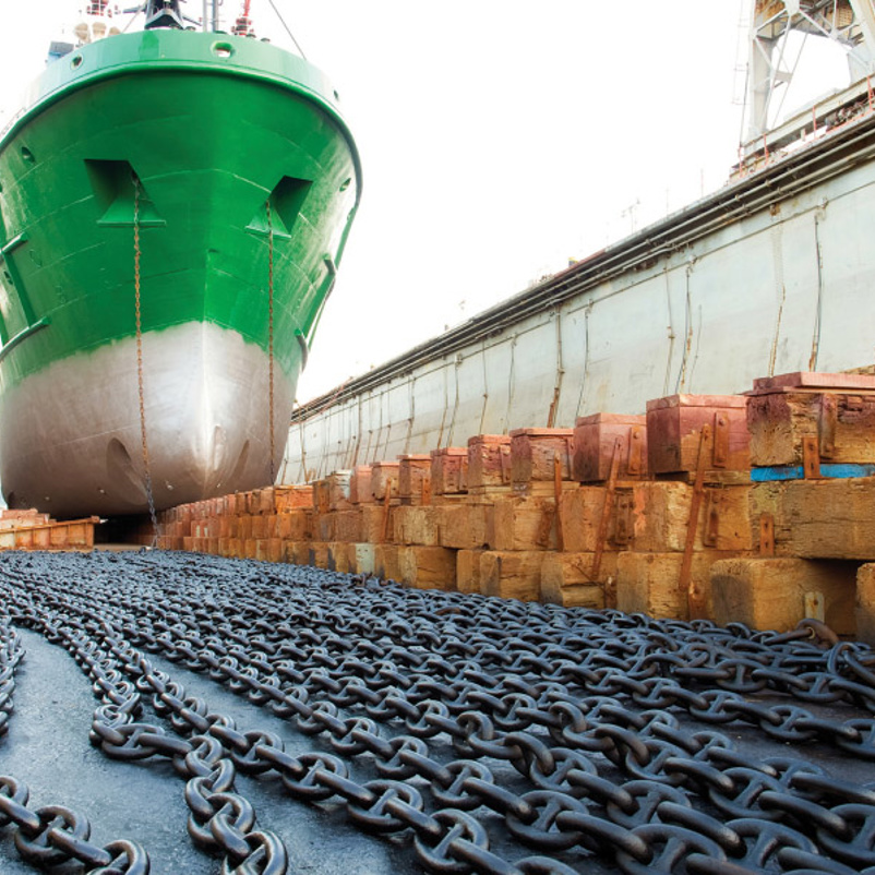Ship chains in drydock
